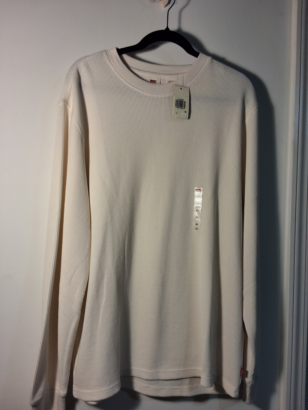 Levi's XL Waffle Knit Thermal Long Sleeve Shirt Cream Standard Fit NWT